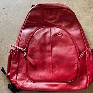 Multi Zip Men’s Backpack in red 100% leather Quality Bag
